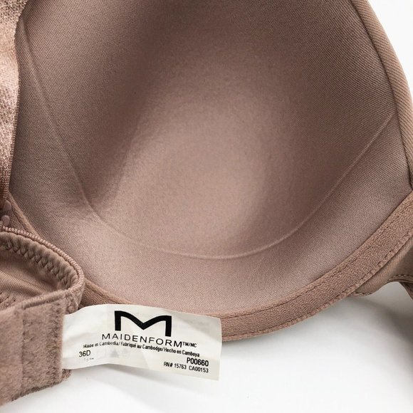 Maidenform T-Shirt Bra 36D Womens Underwire Full Coverage Smoothing Push Up - Picture 6 of 7